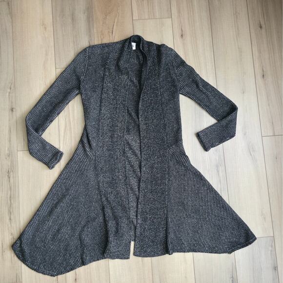 Cabi Cloak Cardigan Sweater Duster Length Black Marble Cable Knit Women Sz M - Picture 9 of 10